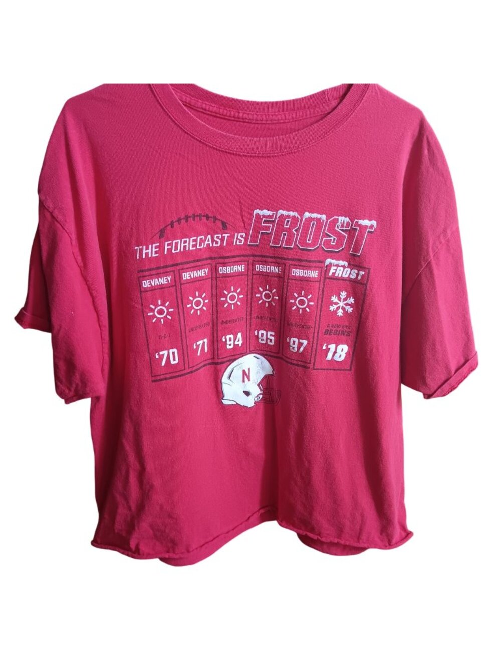 XL Cropped T-shirt Nebraska Huskers Big Red Football Shirt Cotton Crewneck